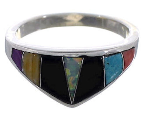 Genuine Sterling Silver Multicolor Ring Size 6-3/4 EX43898